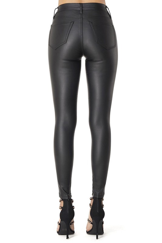 Paulette Faux Leather Ankle Pants (Black) - Divas Boutique
